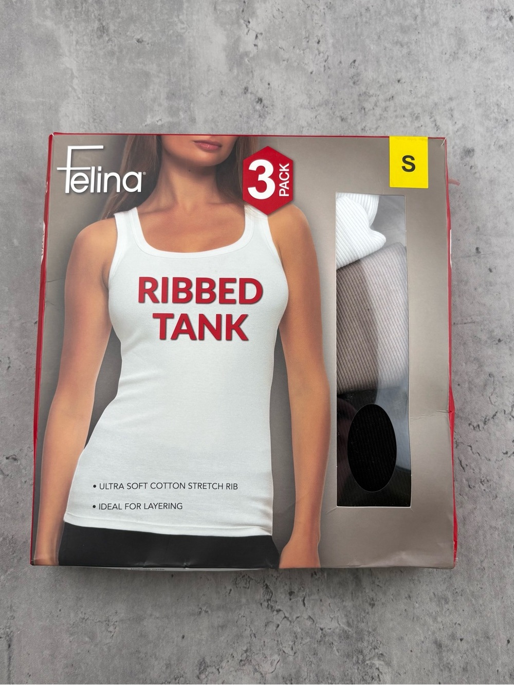 Felina Women's 3 Pack Stretch Ribbed Tank Tops Size Small